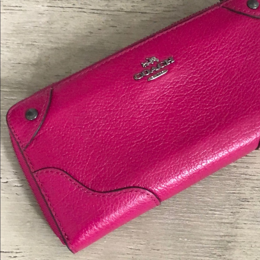 Coach Hot Pink Pebbled Leather Wallet